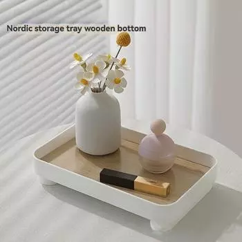 Квадратный деревянный поднос, 1 шт., органайзер для ароматерапии для косметического ухода за кожей, украшение для рабочего стола, органайзер для прихожей в гостиной, настольный поднос [White] Square Tray