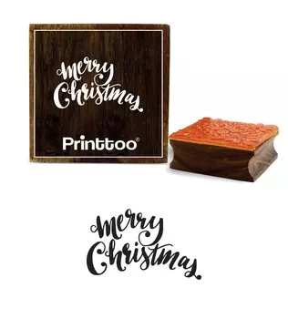 Квадратный деревянный резиновый штамп Printtoo Merry Christmas Scrap-booking Craft Textile Stamps-2 x 2 2 x 2 Inches коричневый