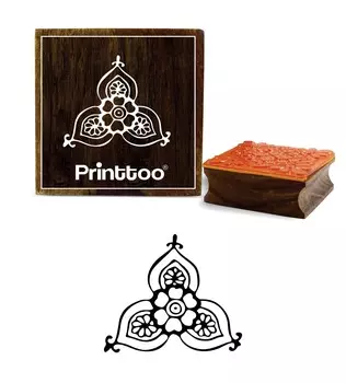 Квадратный деревянный резиновый штамп с цветочным дизайном Printtoo, блок для печати скрап-букинга-2 x 2 2 x 2 Inches коричневый