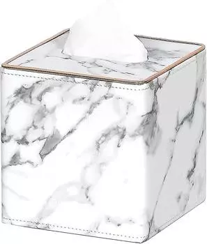 Квадратный держатель для коробки для салфеток из искусственной кожи для комода, декор для ванной комнаты, белый