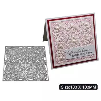 Квадратный фон с цветущими цветами, металлический серебристый трафарет, тиснение, вырубные штампы для самостоятельного скрапбукинга, изготовление бумажных альбомов, открыток серебряный