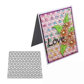 Квадратный фон сердца металлический серебристый трафарет тиснение вырубные штампы для скрапбукинга бумага альбом карты изготовление серебряный