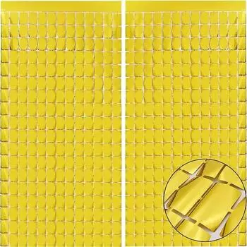 Квадратный фон-занавес, мерцающий настенный фон, 2 шт. 100x200 см, фон-серпантин для украшения вечеринки золотой