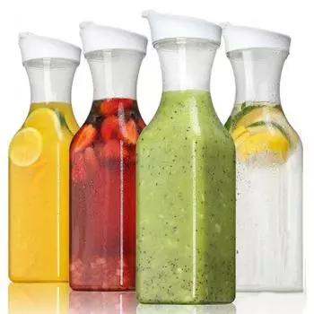 Квадратный графин для воды 1,5 л, откидная крышка, контейнеры для сока, прозрачный кувшин, герметичный кувшин для чая со льдом, кувшин для воды для домашнего бара, кухни, ресторана 1500ML чистый