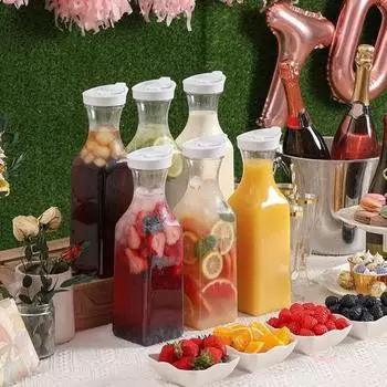 Квадратный графин для воды 1,5 л, откидная крышка, контейнеры для сока, прозрачный кувшин, герметичный кувшин для чая со льдом, кувшин для воды для домашнего бара, кухни, ресторана 1500ML чистый