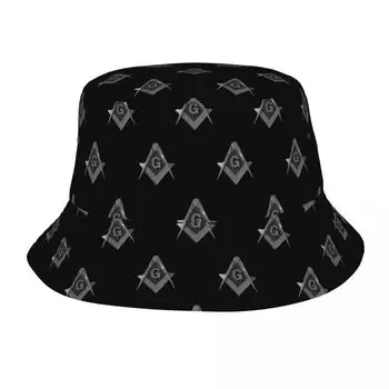 Квадратный компас Freemason, серебряная масонская шляпа-ведро, жаркие летние головные уборы, шапка для рыбалки Mason для спорта на открытом воздухе, женская панамка One Size