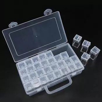 Квадратный контейнер большой емкости с 32 отделениями и классификационной этикеткой на 64 отделения для алмазной живописи, бисера, мелких ювелирных изделий