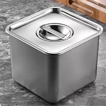Квадратный контейнер для хранения специй из нержавеющей стали с крышкой, тазик, банки и крышки, набор банок для специй, кориандр, зеленый лук, бутылка для масла