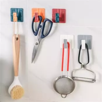 Квадратный крючок контрастного цвета, самоклеящийся, прочный, несущий нагрузку, неперфорированный крючок, настенный крючок для ванной комнаты, одежда, органайзер для домашнего хранения, инструменты белый