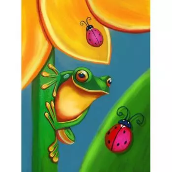 Квадратный/круглый 5D DIY Алмазная картина Лягушка Вышивка Иллюстрация Вышивка крестиком Мозаика Украшение дома Full Square (20X30CM)