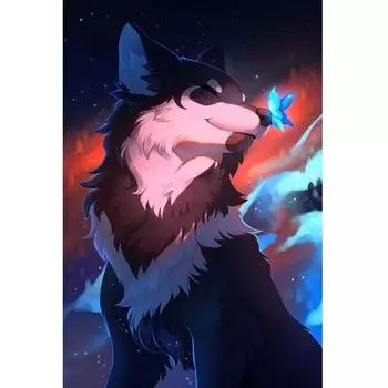 Квадратный/круглый алмаз 5D DIY алмазная живопись Бабочка хаски 3D вышивка крестиком водный алмаз животное мозаичное украшение Full Square (20X30CM)