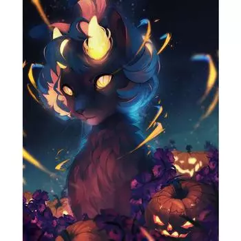 Квадратный/круглый бриллиант 5D Алмаз «Хэллоуин Кот» Вышивка крестиком Алмазная мозаика Картина Украшение Подарок Full Square (20X30CM)