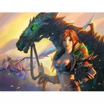 Квадратный/круглый бриллиант 5D DIY Алмазная картина Женщины-солдаты и лошади Ручная работа 3D Набор для вышивки Крестом Мозаика Украшение Подарок Full Square (20X30CM)