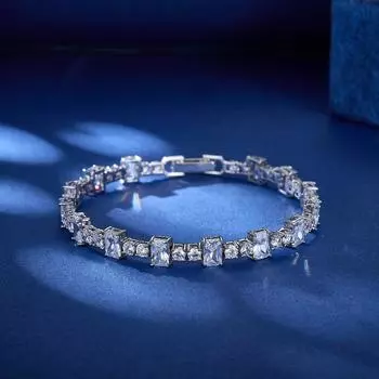 Квадратный круглый нежный блестящий кубический цирконий медный браслет-цепочка для женщин высококачественные роскошные ювелирные изделия подарок на вечеринку белый