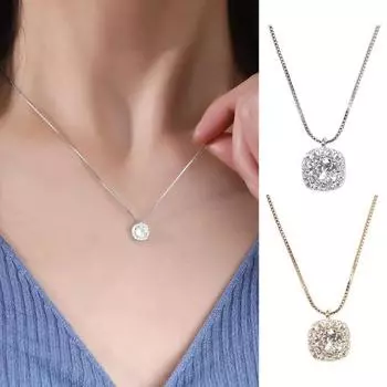 Квадратный кулон со стразами, темперамент, простота, свет, роскошь, ниша, наряд, высококачественный искусственный бриллиант серебряный