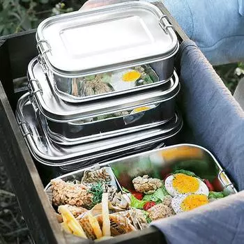 Квадратный ланч-бокс из нержавеющей стали 304, герметичный, изолированный, ланч-бокс для студентов, ланч-бокс с отделениями большой емкости для столовой 800ML&1