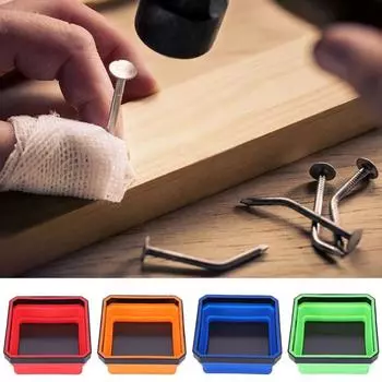 Квадратный магнитный лоток для винтов, мощный магнитный органайзер для инструментов, пластина для хранения винтов и болтов зелёный