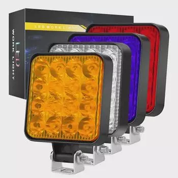 Квадратный мини-автомобильный светодиодный рабочий фонарь 48 Вт 12 В внедорожный погрузчик фара синий