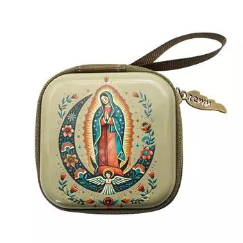 Квадратный мультяшный мешочек для молитвенных бусин, двусторонний дизайн, прочный пластиковый органайзер для религиозных аксессуаров, хранения ювелирных изделий B