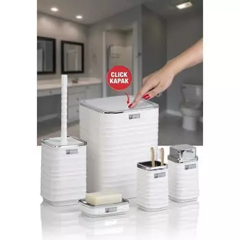 Квадратный набор для ванной комнаты Luna White Chrome из 5 предметов
