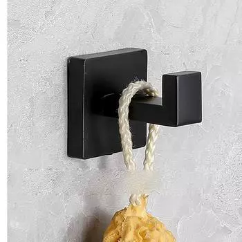 Квадратный настенный крючок из нержавеющей стали SUS 304, гибкий, роскошный, зеркально-полированный, вешалка для полотенец, полотенец, халатов, пальто, шляп, дверца чёрный