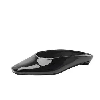 Квадратный носок лаковая кожа одинарные туфли женские ленивые на одном педале полушлепки лето новые универсальные туфли Мэри Джейн женские 34 чёрный