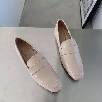 Квадратный носок женские туфли на плоской подошве повседневные лоферы женская обувь новые весенне-осенние мюли женские простые белые туфли 35
