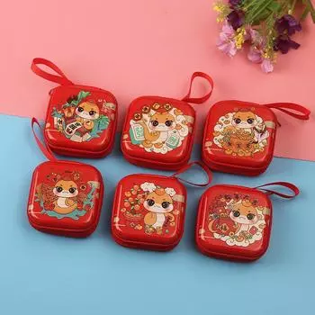 Квадратный оловянный рождественский кошелек для монет и коробка для хранения