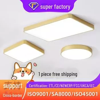 Квадратный потолочный светодиодный светильник золотого цвета для гостиной, балкона, веранды и спальни — современный и простой дизайн Circle 300 25W