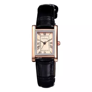 Квадратный Простой Стильный Кожаный Римский Аналоговый Регулируемый Кварцевый Модный Черный Подарочный Женский Ремешок Для Часов, Алфавит, Дисплей, Водонепроницаемый, Длина, Часы,