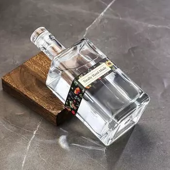 Квадратный прозрачный графин для виски объемом 500 мл, стеклянная бутылка для бара, 100% бессвинцовая стеклянная посуда для виски Glass Lid