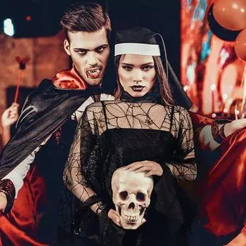 Квадратный реквизит для Хэллоуина, кружевной плащ для Хэллоуина, креативный декор в виде паутины чёрный