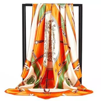 Квадратный шелковый шарф 90*90 см женский роскошный брендовый платок с цветами Cheveux Soie большой бандана хиджаб голова атласные шелковые шарфы шаль 90X90cm