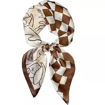 Квадратный шелковый шарф для волос на голову, атласный платок для сна для женщин 70*70cm чёрный