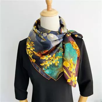 110*110 см квадратный шелковый шарф женский модный принт маленький шейный платок офисный женский пояс для волос носовой платок женский платок шаль шарф 110*110cm