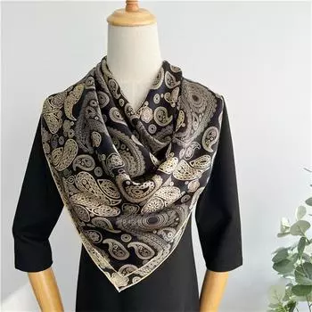 110*110 см квадратный шелковый шарф женский модный принт маленький шейный платок офисный женский пояс для волос носовой платок женский платок шаль шарф 110*110cm серый