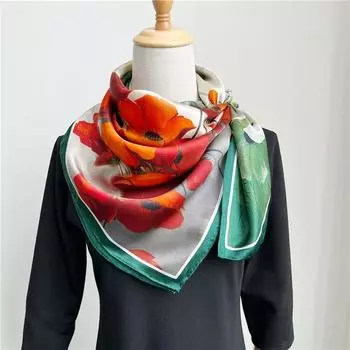 110*110 см квадратный шелковый шарф женский модный принт маленький шейный платок офисный женский пояс для волос носовой платок женский платок шаль шарф 110*110cm