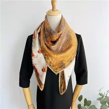 110*110 см квадратный шелковый шарф женский модный принт маленький шейный платок офисный женский пояс для волос носовой платок женский платок шаль шарф 110*110cm