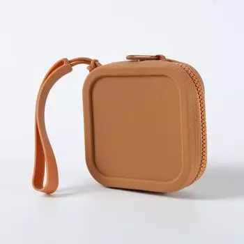 Квадратный силиконовый чехол для хранения косметических средств для губной помады, вместительный дорожный держатель для кистей для макияжа, портативный водонепроницаемый органайзер для косметики коричневый