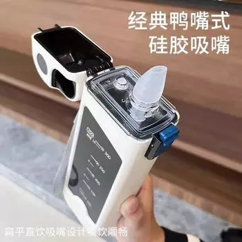 Квадратный спортивный стакан для воды, бутылка для воды, эстетически значимая портативная для студентов, взрослых, детей, мужчин, емкостью 350 мл, пластиковая соломенная кружка 350ml розовый