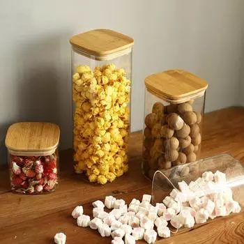 Квадратный стеклянный резервуар для хранения 66cm