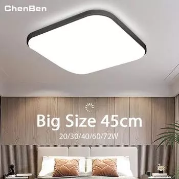 Квадратный светодиодный потолочный светильник, люстра 85-220 В, панельные лампы, светильники для ванной комнаты, 18-дюймовый большой светодиодный потолочный светильник для гостиной Warm Light