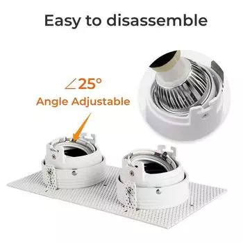 Квадратный светодиодный светильник Downlight без рамки, двухголовочный, монтажная рама, встраиваемые потолочные лампы GU10/MR16, держатель, кронштейн для точечного освещения GU10