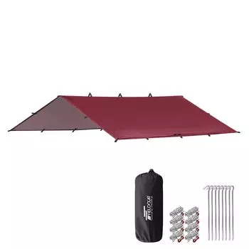 Квадратный тент FIELDOOR, размер S, 280 x 280 см. Компактный размер, помещается в рюкзак. В комплекте 16 ремней с петлями, поэтому его можно расположить свободно. Не пропускает ультрафиолет. Высокая водостойкость.