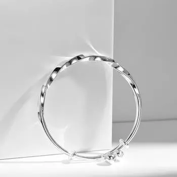 Квадратный витой браслет-колокольчик, посеребренный браслет из витой проволоки, кольцо Жуйи, серебряный подарок на день рождения Adjustable size