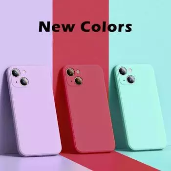 Квадратный жидкий мягкий силиконовый чехол для телефона для iPhone 15 14 13 12 11 Pro Max X XR XS Max 7 8 15 Plus противоударный бампер задняя крышка в виде ракушки For iPhone 15 темно-синий