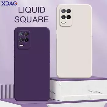 Квадратный жидкий силиконовый чехол для Realme 8 8s Q3 Q3i V13 Narzo 30 5G Camera Защитный 360 противоударный чехол для телефона Realme8 Narzo30 Realme 8 5G (not 4G)