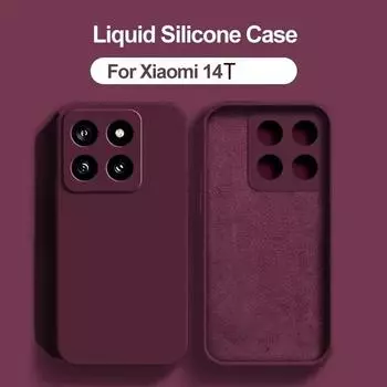Квадратный жидкий силиконовый чехол для телефона xiaoimi 14T 14T pro Роскошный 360 Мягкий противоударный чехол для MI13T 14T pro Coque For Xiaomi 14 чёрный