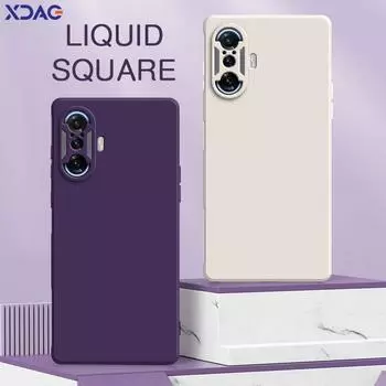 Квадратный жидкий силиконовый чехол для Xiaomi POCO F3 GT 5G 360 защитный мягкий чехол для телефона POCOF3 F3GT водонепроницаемые Fundas POCO F3