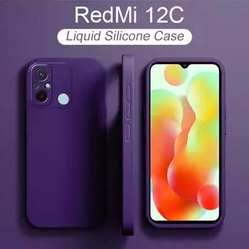 Квадратный жидкий силиконовый чехол для Xiaomi Redmi 12C, защитные чехлы для объектива камеры Redmi 12C 12 C, противоударный чехол для телефона, задняя крышка Redmi 12C белый